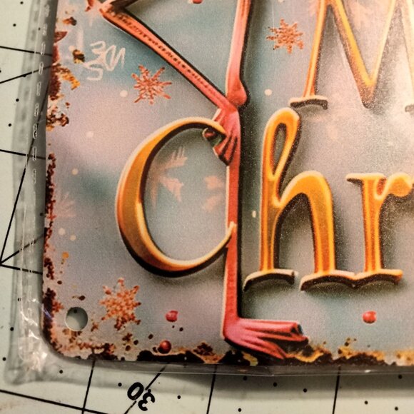 Flamingos Santa Hat Metal Plaque Merry Christmas Tropical Coastal - Picture 5 of 5